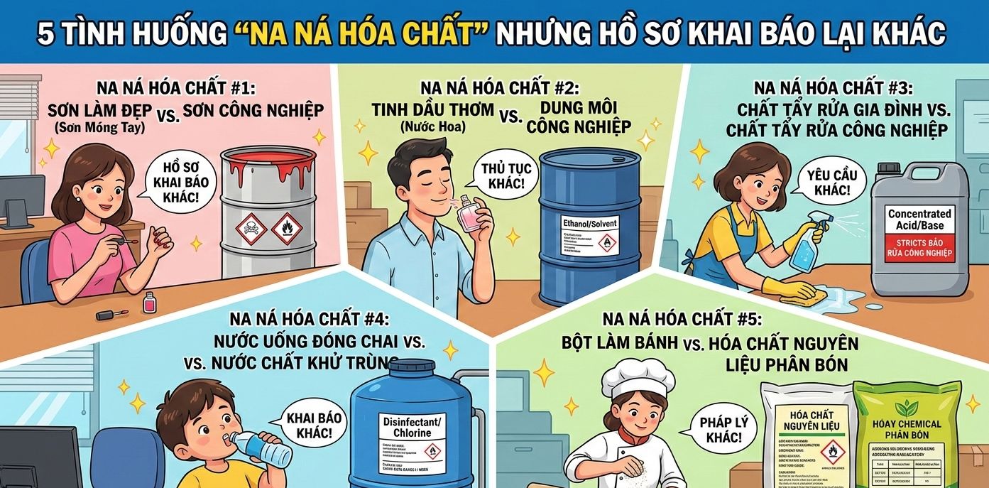 5 tình huống “na ná hoá chất” nhưng hồ sơ khai báo lại khác