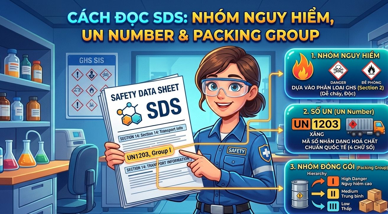 Cách đọc SDS để xác định nhóm nguy hiểm, UN number, packing group