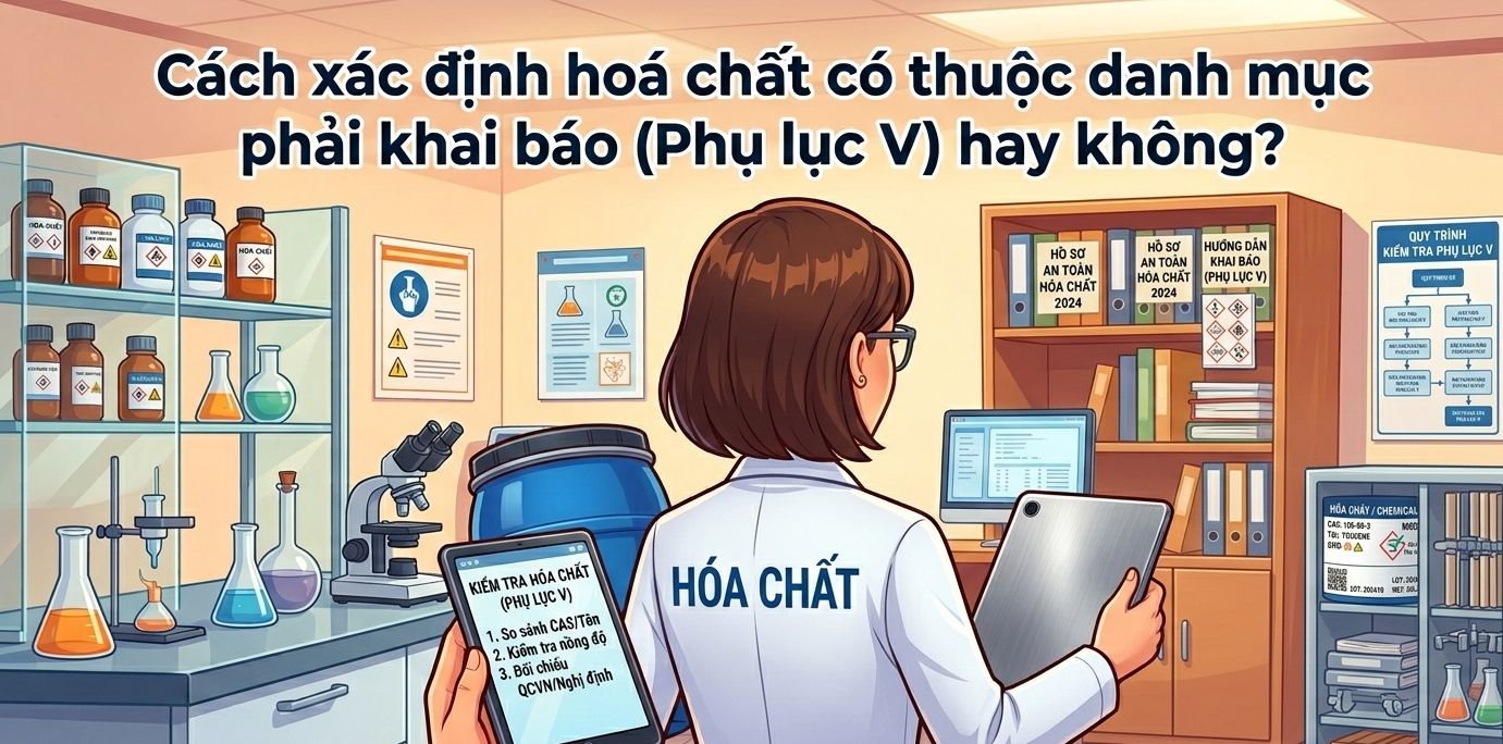 Cách xác định hoá chất có thuộc danh mục phải khai báo (Phụ lục V) hay không?