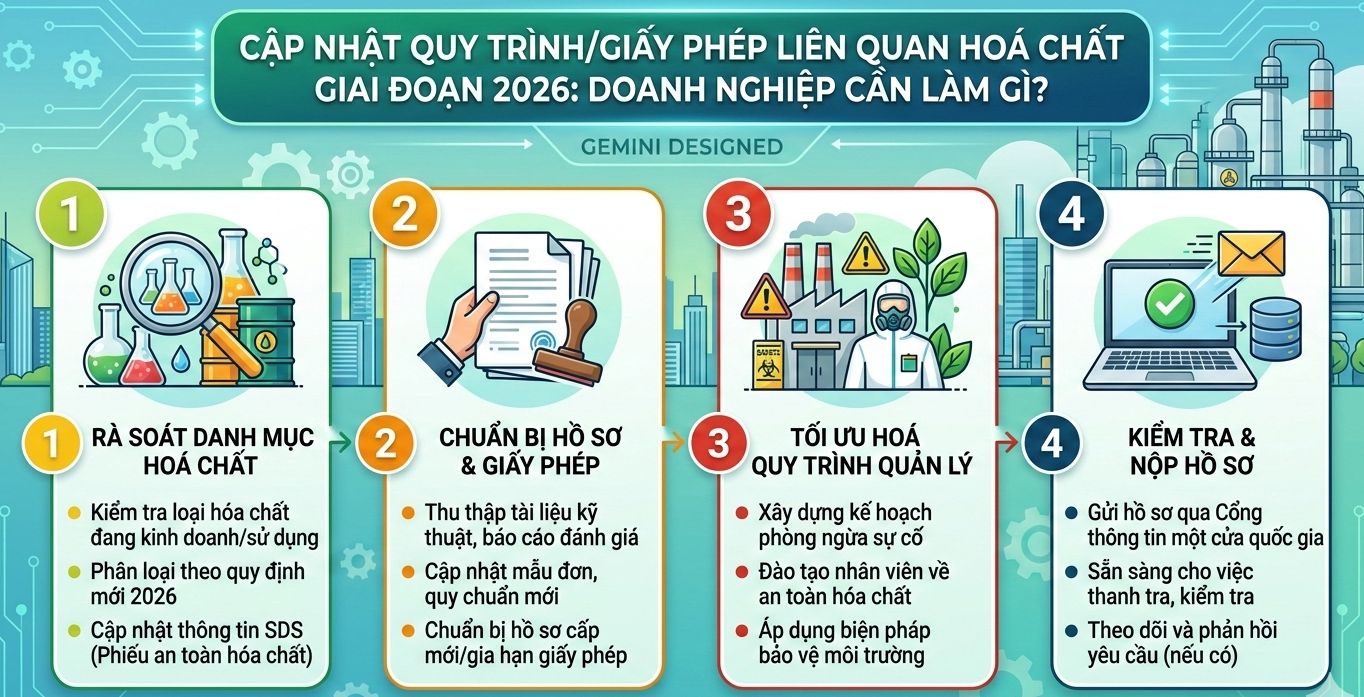 Cập nhật quy trình/giấy phép liên quan hoá chất giai đoạn 2026: doanh nghiệp cần làm gì?