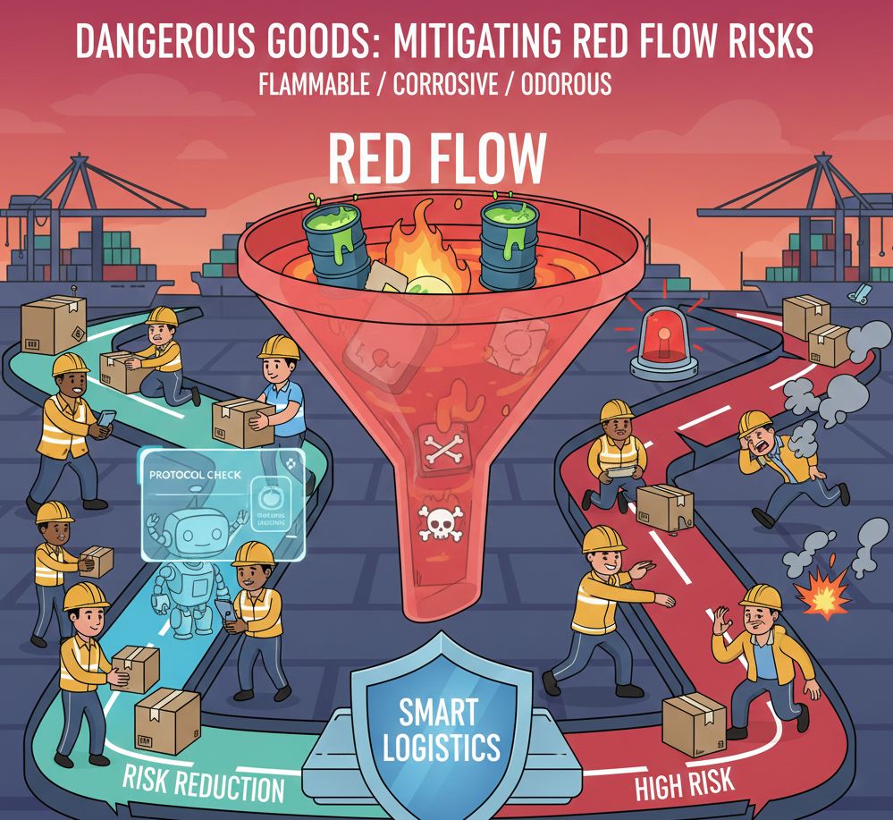 Hàng có mùi/ăn mòn/dễ cháy: mô tả thế nào để giảm rủi ro luồng đỏ