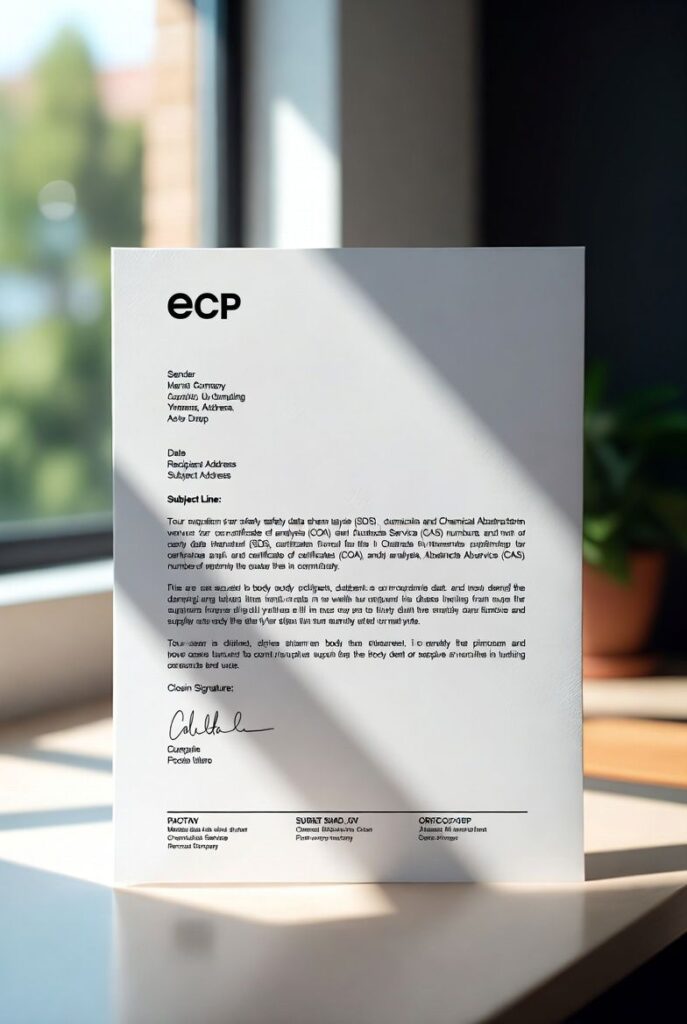 Mẫu email yêu cầu nhà cung cấp gửi SDS/COA/CAS đúng chuẩn