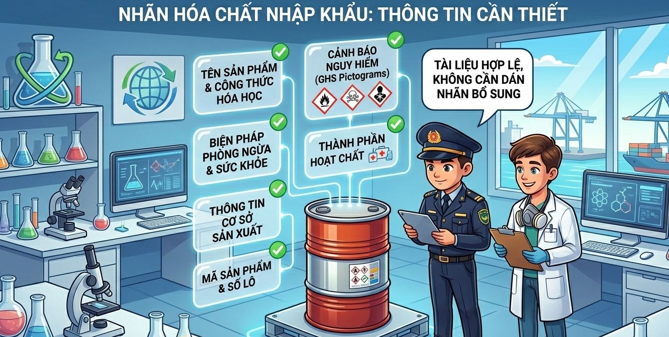 Nhãn hoá chất nhập khẩu: cần thông tin gì để không bị yêu cầu dán nhãn bổ sung?