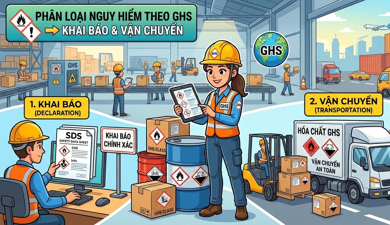 Phân loại nguy hiểm theo GHS ảnh hưởng thế nào tới khai báo và vận chuyển?