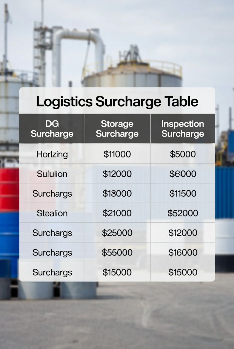 Phụ phí logistics (DG, lưu bãi, kiểm định…): lập bảng chi phí cho lô hoá chất